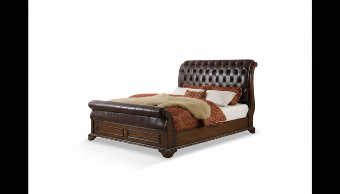 Chesterfield Bett Leather Upholstered Double Beds Designer Bed 180 x 200cm Baroque