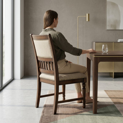 Dining room 1x chair real upholstered wood modern chairs designer backrest seat