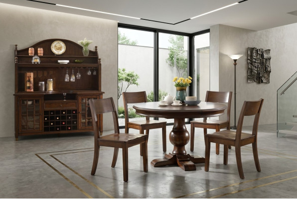 Dining room complete set table sideboard 4x chair set 7 piece dining table wood new