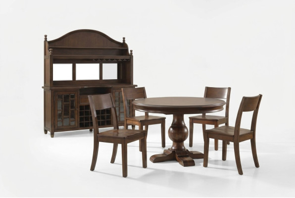 Design round table with 4 chairs dining room seating round tables set wood 5-piece set