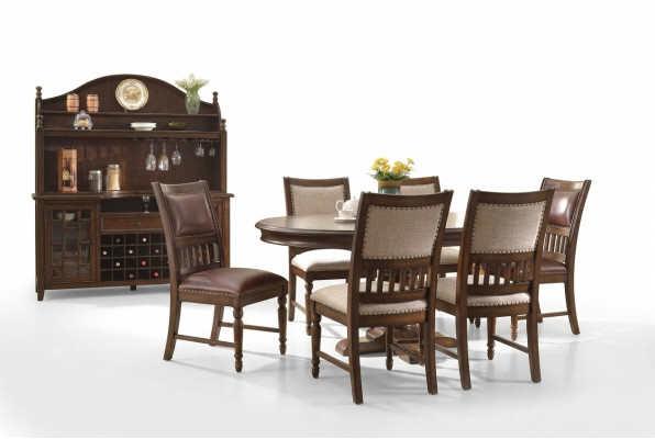 Wooden designer dining set for living room table 6x chair set cushioned 7pc