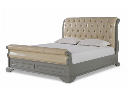 Chesterfield Design Bed Gray 180x200 Double Bed Upholstered Leather Bed Furniture