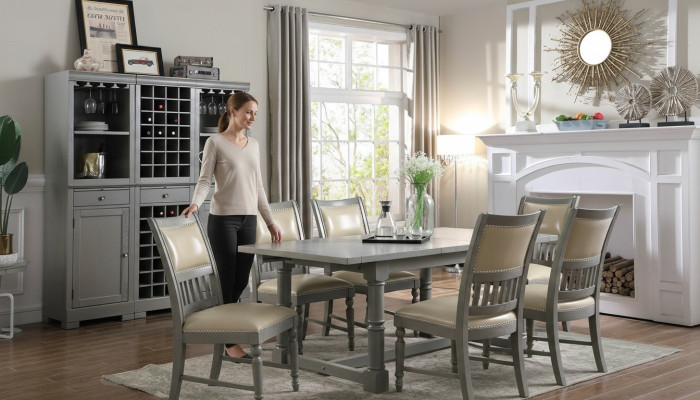 Dining table set table 6x chairs chair dining room group table wood leather