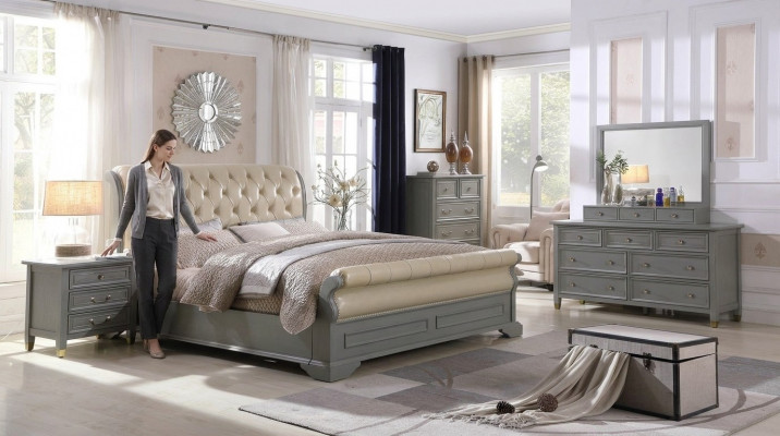 Bedroom furniture complete sets bed nightstand wardrobe table new 3-piece set.