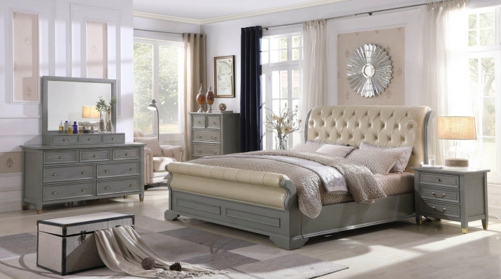 Bedroom set designer luxury wood furniture 180x200cm bed 2x nightstand 3 pcs.