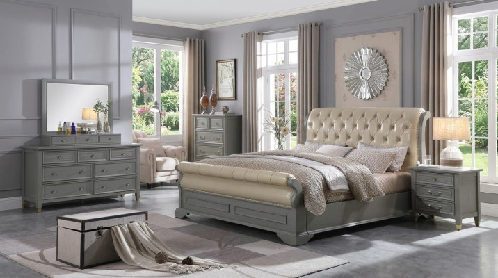 Bed Cushion Design Luxury Wood Double Hotel Beds Bedroom Leather Gray