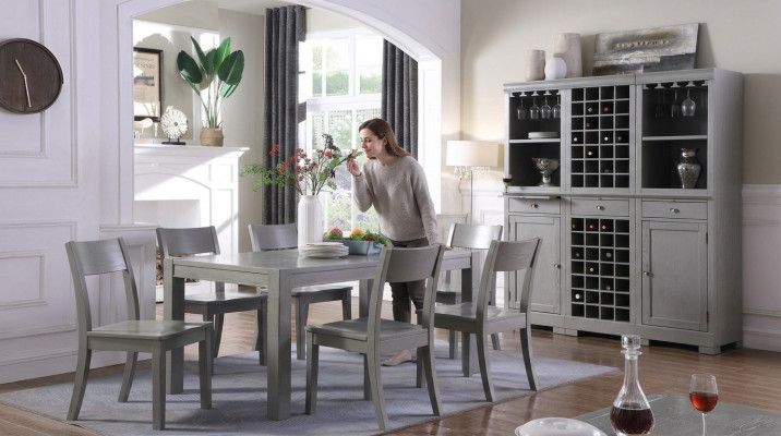 Designer furniture wooden table seat dining room 6x chairs 7-piece set suite group