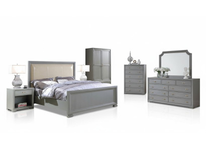 Bed Nightstand Dresser 6-Piece Bedroom Set Design Modern Luxury