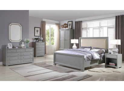 Bed 2x Nightstand 3-piece Bedroom Set Beds Furniture Chesterfield 180x200cm