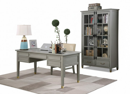 Office set furnishings country house desk chair filing cabinet shelf table 3-piece.