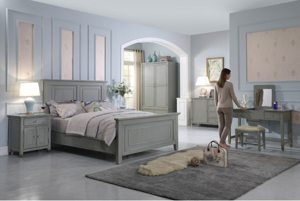 Bedroom Nightstands 3 Piece Set Design Luxury Bed Wood Double Bed New Furniture