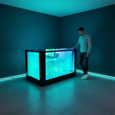 Bartisch Water Wall Bar Counter Illuminated Bar Table Bar Counter LED Shelf Furniture New