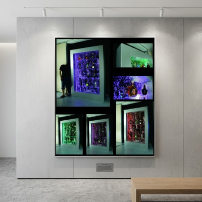 Modern partition shelf water wall column water columns LED shelves
