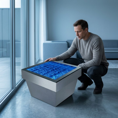 Design table coffee table water columns pillar water sofa LED decoration illuminated
