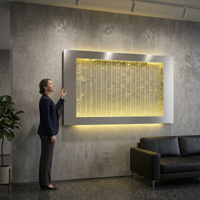 LED water wall design, water columns waterfall picture wall aquarium