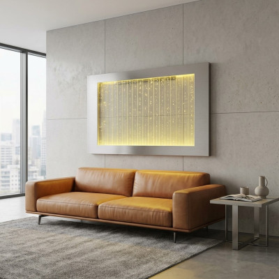 LED water wall design, water columns waterfall picture wall aquarium