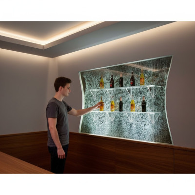 Regale Design Illuminated LED Water Wall Bar Shelf Column Water Columns