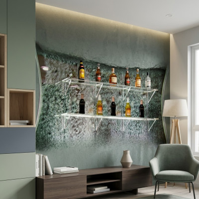 Regale Design Illuminated LED Water Wall Bar Shelf Column Water Columns