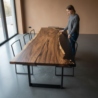 Epoxy resin dining table genuine solid wood furniture waterfall epoxy table