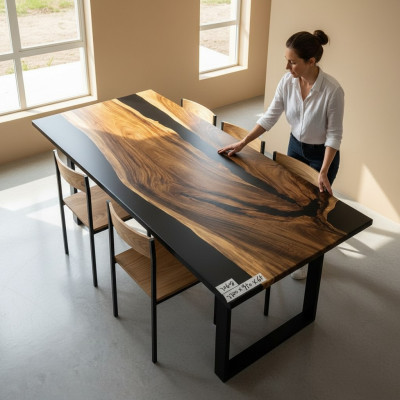 Luxury Design Epoxy Resin Dining Table River Table Real Wood Solid Tables