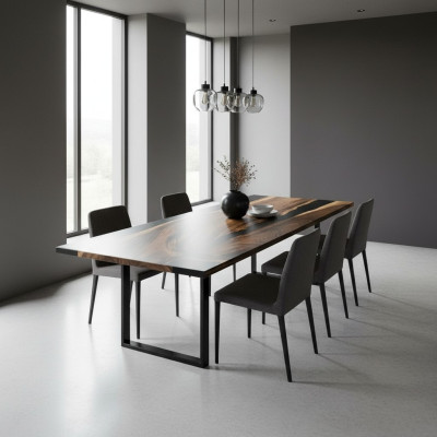 Luxury Design Epoxy Resin Dining Table River Table Real Wood Solid Tables