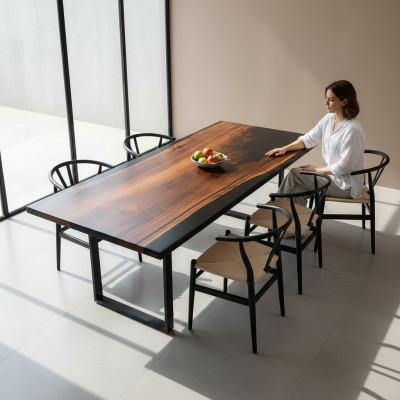 Dining table, river table, genuine wood, solid river table epoxy resin tables