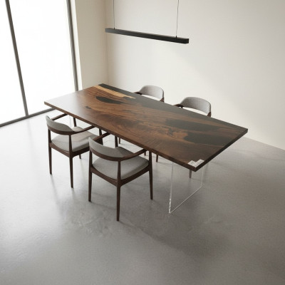 Dining Table Black River Table Real Wood River Table 221x91cm Tables