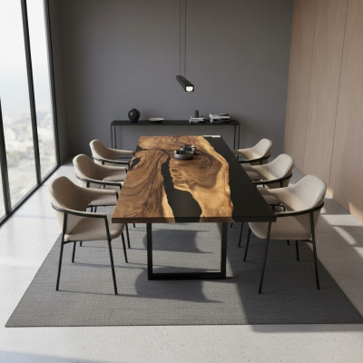 Epoxy resin dining table conference table real wood solid furniture casting resin