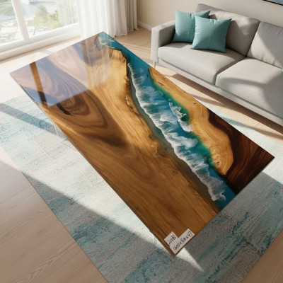 Dining Table River Table Solid Wood Tables 160x81 River Table Sea Waterfall