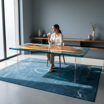 River table dining table solid tables 202x81 epoxy resin sea