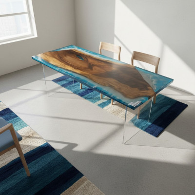 River table dining table solid tables 202x81 epoxy resin sea