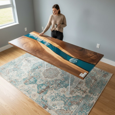 Epoxy Resin Dining Table River Table Solid 201x81 River Table New Real Wood