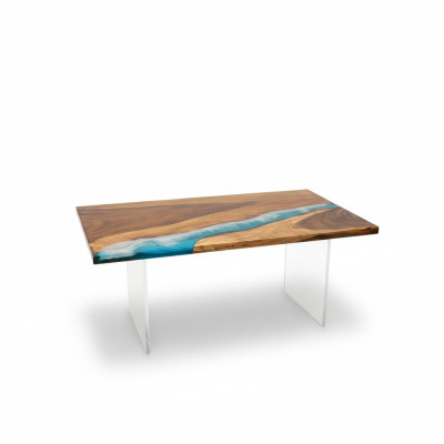 Dining Table River Table Real Wood Solid Epoxy Resin Tables 161x81 New