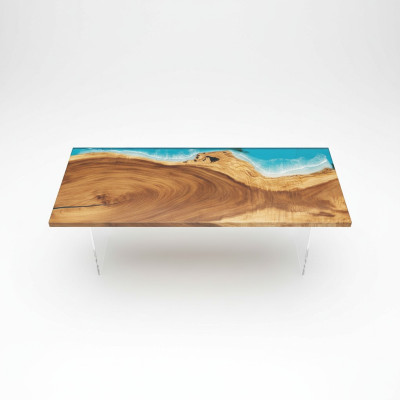 Epoxy Resin Dining Table River Table Real Solid Wood Tables 221x91