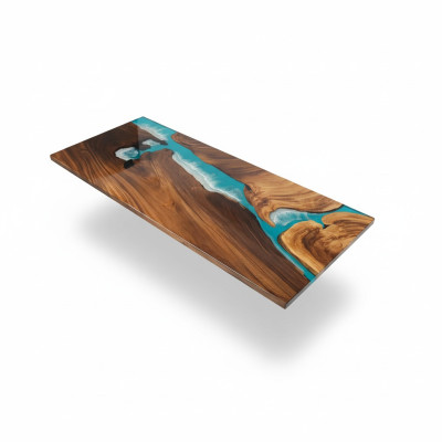 Epoxy Resin River Table Real Solid Wood Blue Water Tables Epoxy
