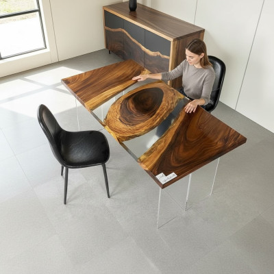 Solid Wood Furniture Dining Table Epoxy Resin Real Epoxy Table Casting Resin