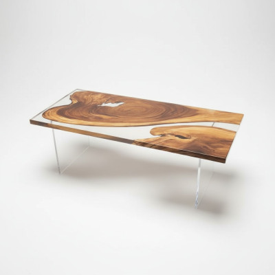 Dining table epoxy resin real wood solid furniture waterfall epoxy table