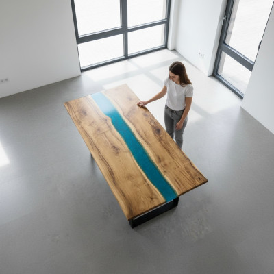 Real Wood Waterfall Table Epoxy Resin Tables Dining Table Epoxy Solid