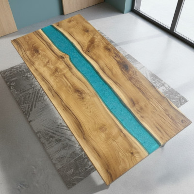 Real Wood Waterfall Table Epoxy Resin Tables Dining Table Epoxy Solid