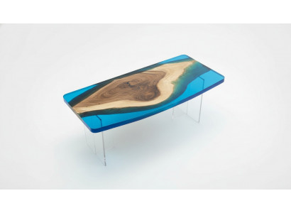 Dining Table Blue River Table Real Wood 200x90 Tables Epoxy Resin New