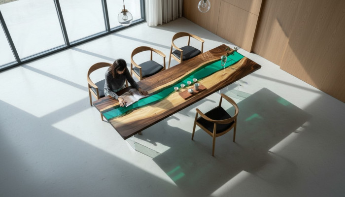 Epoxy Resin Dining Table River Table Real Solid Wood Tables 220x90