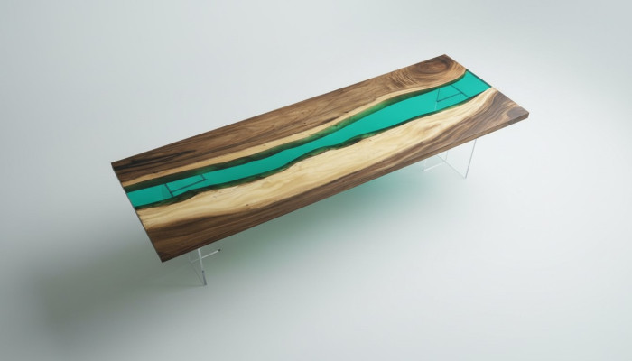 Epoxy Resin Dining Table River Table Real Solid Wood Tables 220x90