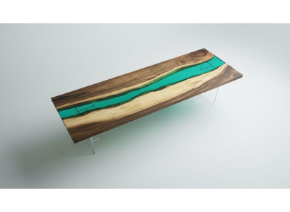 Epoxy Resin Dining Table River Table Real Solid Wood Tables 220x90