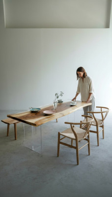 Tables Epoxy Resin Dining Table Wood Solid Furniture Waterfall Epoxy Table