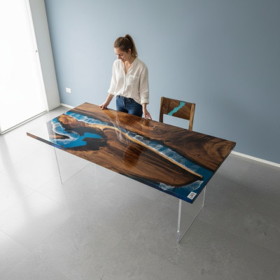 Dining Table River Table Wooden Table River Table 180x90 Solid Tables