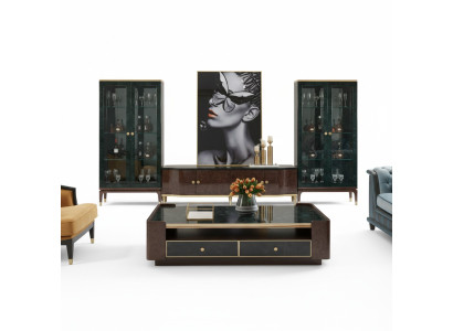 Design wall unit sideboard 2x display cabinet RTV lowboard sideboard 3-piece set