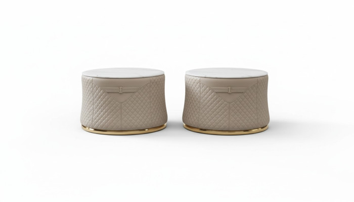 Round set of 2x coffee table side table designer living room