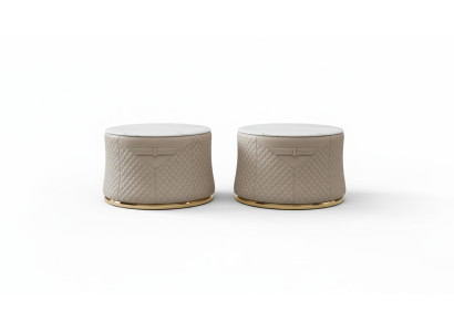 Round set of 2x coffee table side table designer living room