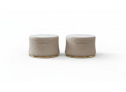 Round set of 2x coffee table side table designer living room