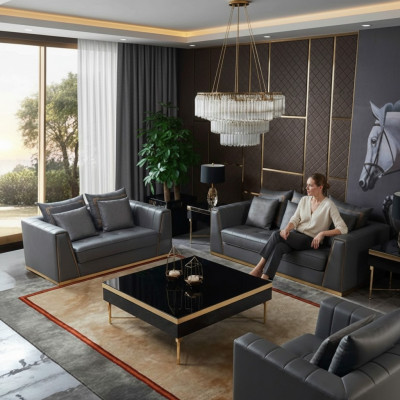 Luxury furniture sofa set couch sofa upholstery 3 2 1 seater with coffee table